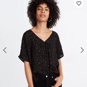 Madewell Rhyme top blouse in metallic dot women size small